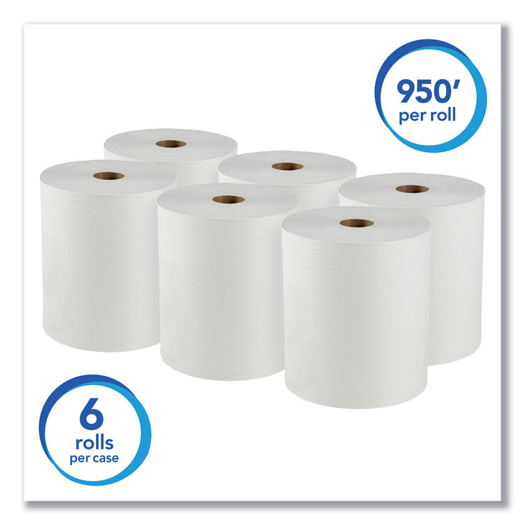 KIMBERLY-CLARK PROFESSIONAL Scott® 02000 Essential High Capacity Hard Roll Towels for Business, Absorbency Pockets, 1-Ply, 8" x 950 ft, 1.75" Core, White, 6 Rolls/CT