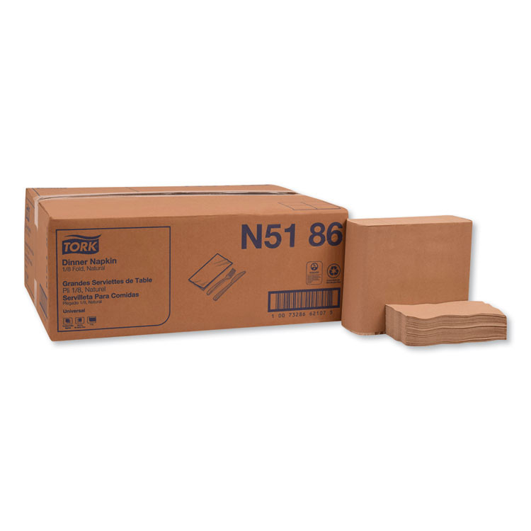 SCA TISSUE Tork® N5186 Universal Dinner Napkins, 1-Ply, 15 x 17, Natural Brown, 250/Pack, 12 Pack/Carton