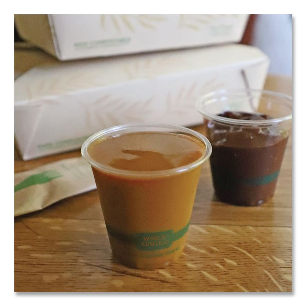 WORLD CENTRIC CPCS3 PLA Clear Portion Cups, 3 oz, Plastic, Clear, 2,500/Carton