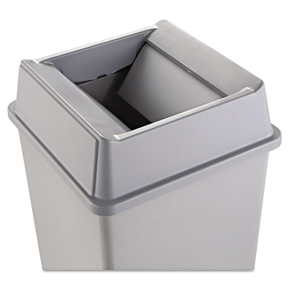 RUBBERMAID COMMERCIAL PROD. 2664GRAY Untouchable Square Swing Top Lid, Plastic, 20.13w x 20.13d x 6.25h, Gray