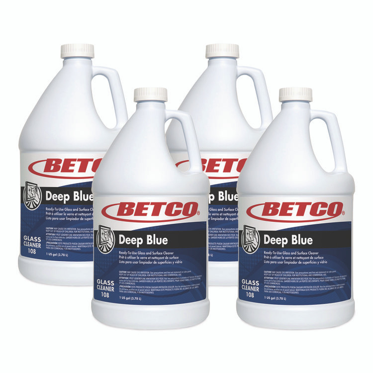 BETCO CORPORATION 1080400 Deep Blue Glass and Surface Cleaner, Pleasant Scent, 1 gal Bottle, 4/Carton