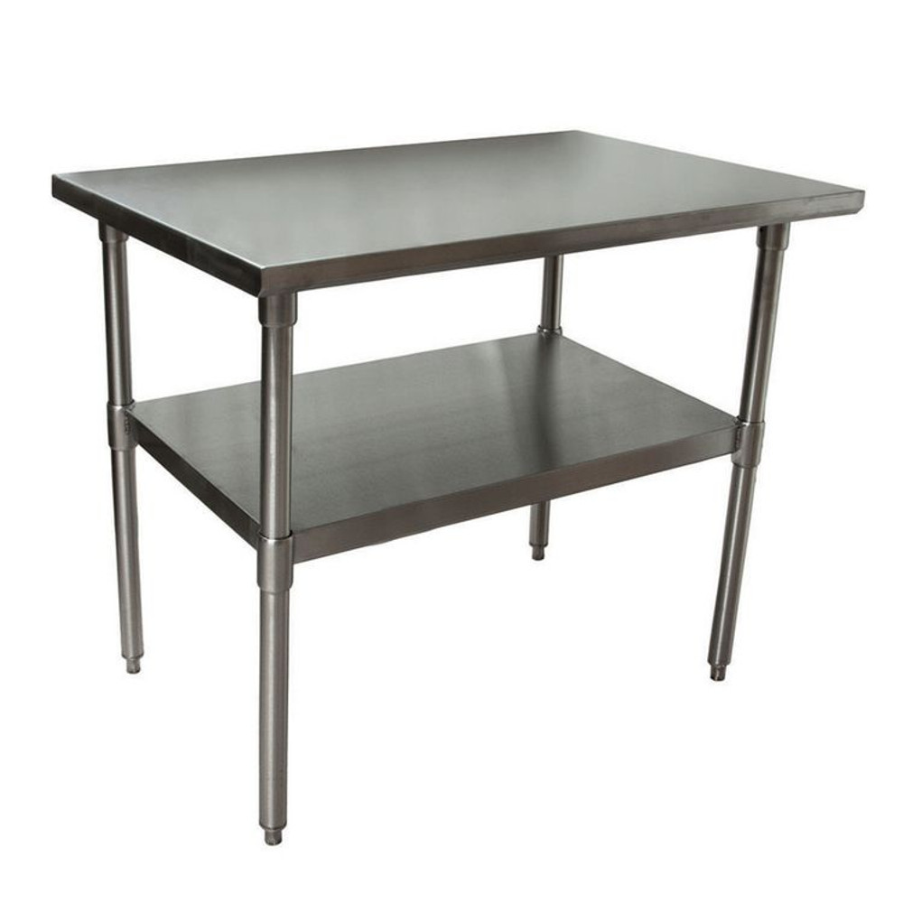 BK RESOURCES 2VT4830 Stainless Steel Flat Top Work Tables, 48w x 30d x 36h, Silver, 2/Pallet