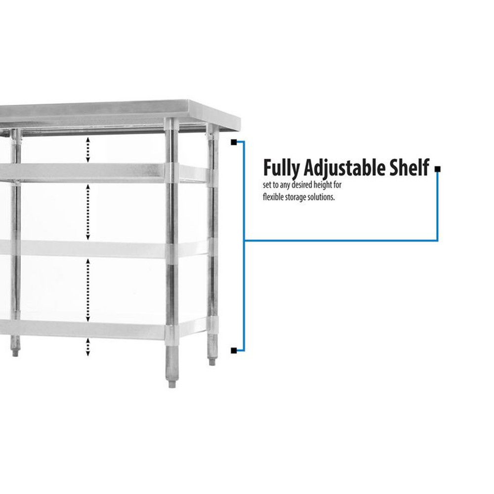 BK RESOURCES 2VT4830 Stainless Steel Flat Top Work Tables, 48w x 30d x 36h, Silver, 2/Pallet