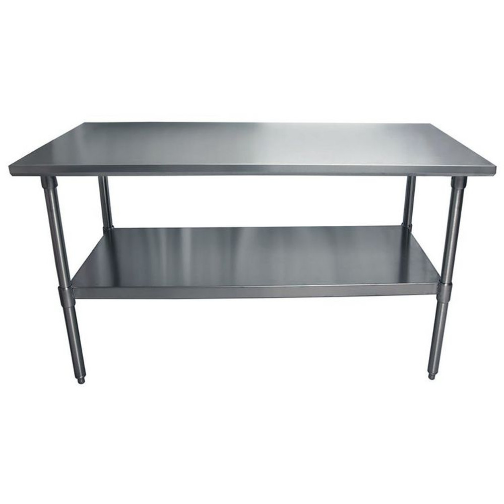 BK RESOURCES 2VT6030 Stainless Steel Flat Top Work Tables, 60w x 30d x 36h, Silver, 2/Pallet