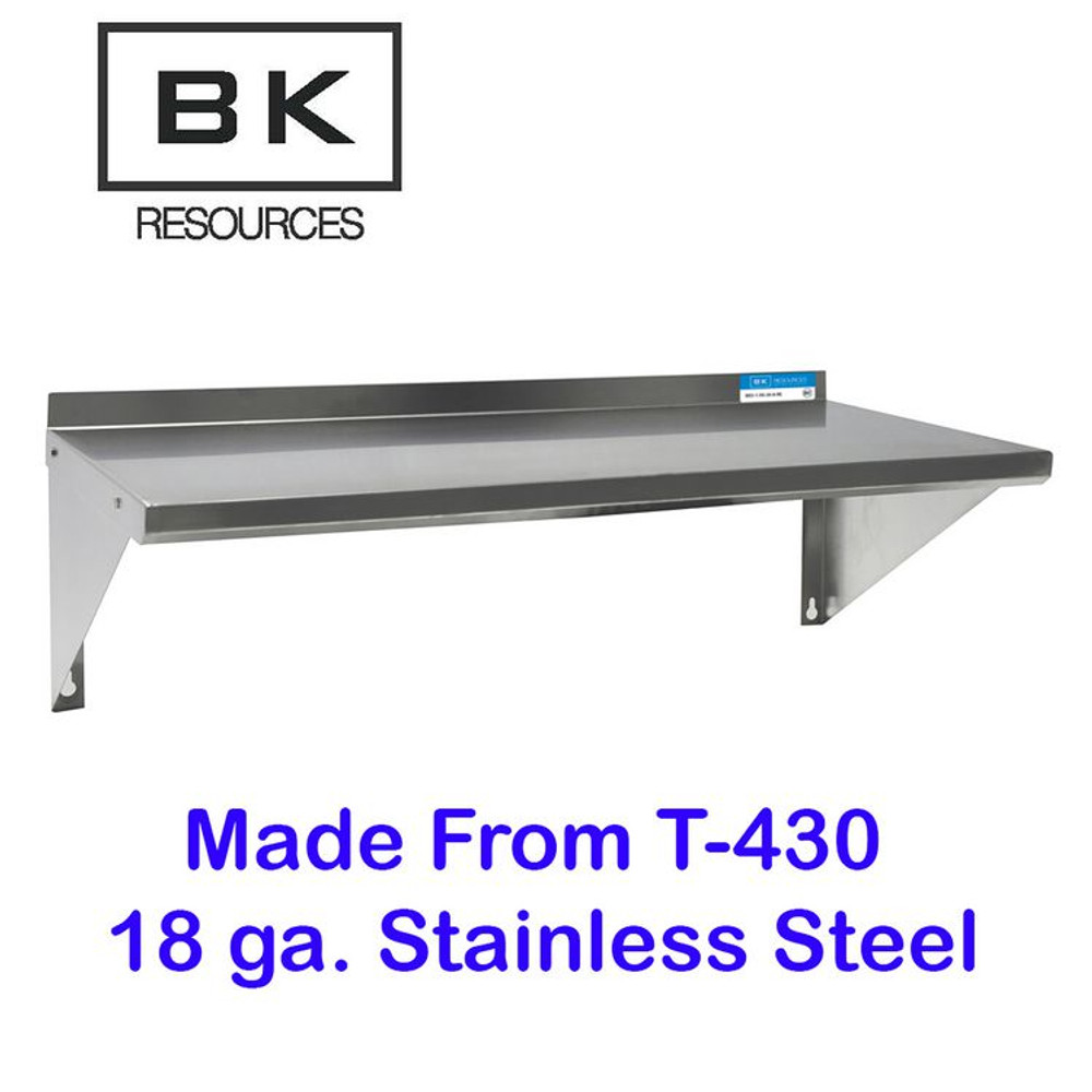 BK RESOURCES 2WSE1648 Stainless Steel Economy Overshelf, 48w x 16d x 11.5h, Stainless Steel, Silver, 2/Pallet