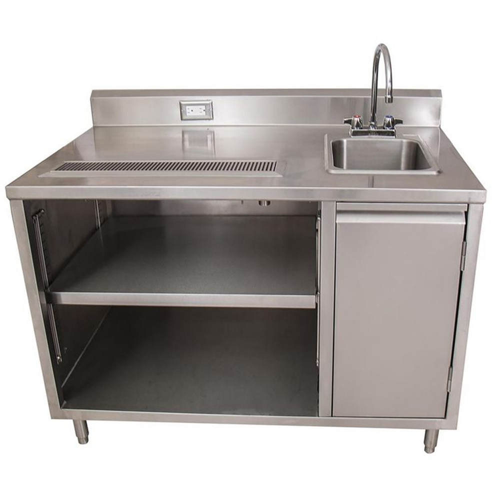 BK RESOURCES BEVT3060R Stainless Steel Beverage Table with Right Sink, Rectangular, 30" x 60" x 41.5", Silver Top, Silver Base/Legs
