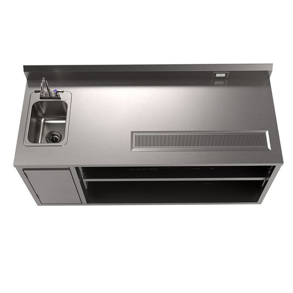 BK RESOURCES BEVT3072L Stainless Steel Beverage Table with Left Sink, Rectangular, 30" x 72" x 41.5", Silver Top, Silver Base/Legs