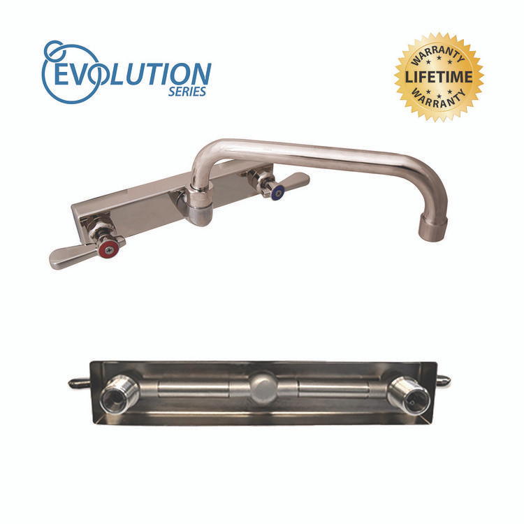 BK RESOURCES EVO8SM8 Evolution Splash Mount Stainless Steel Faucet, 4.63" Height, 8" Reach, Stainless Steel