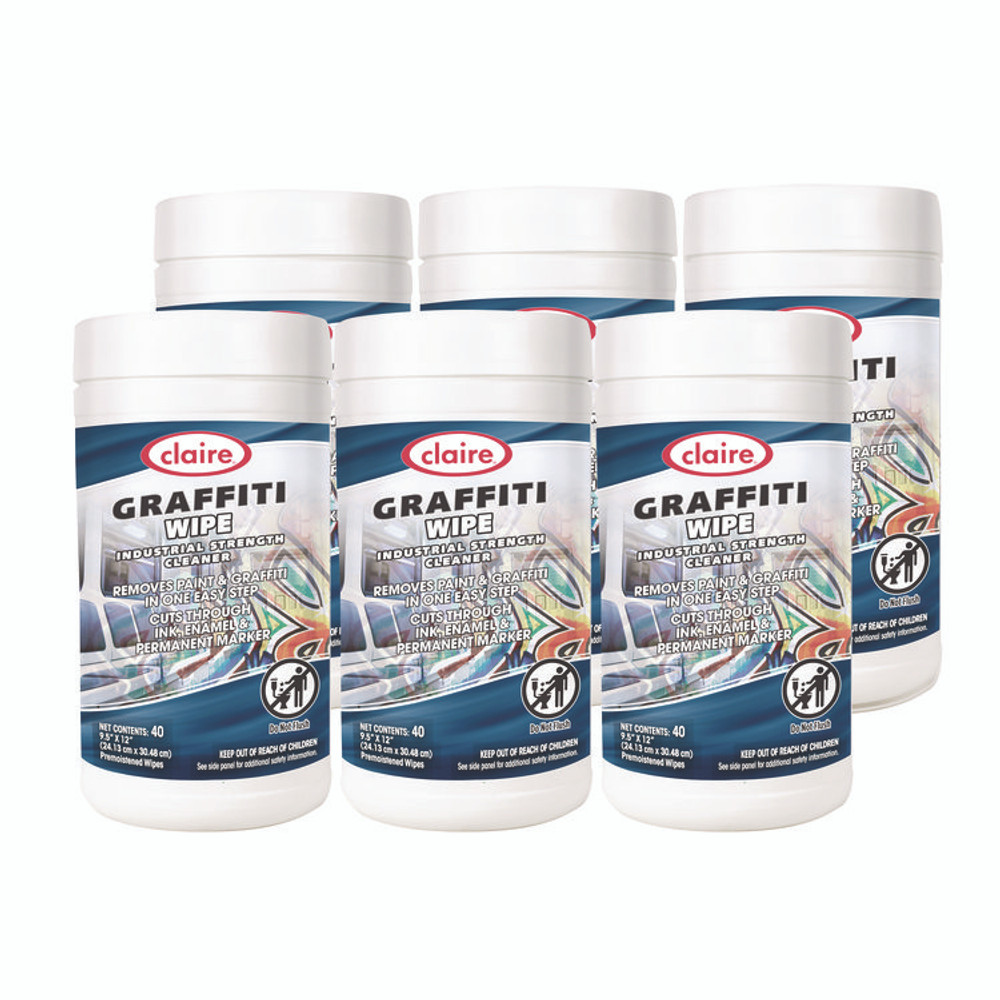 PLZ CORP Claire® 963 Graffiti Wipe, 1-Ply, 12 x 9.5, Mild Scent, Purple, 6/Carton