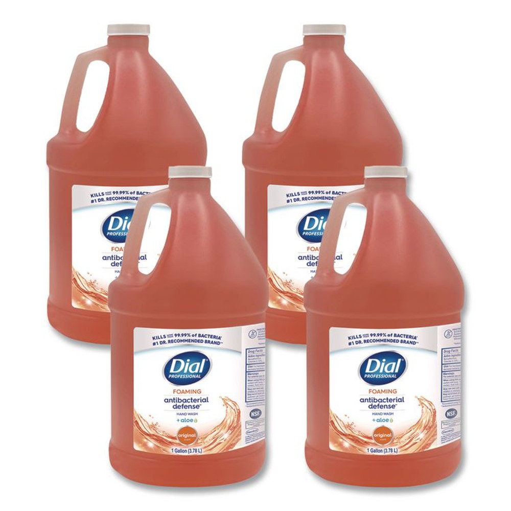 DIAL PROFESSIONAL 35452 Antibacterial Defense Original Foaming Hand Wash, Plus Aloe, Original Scent, 1 gal, 4/Carton