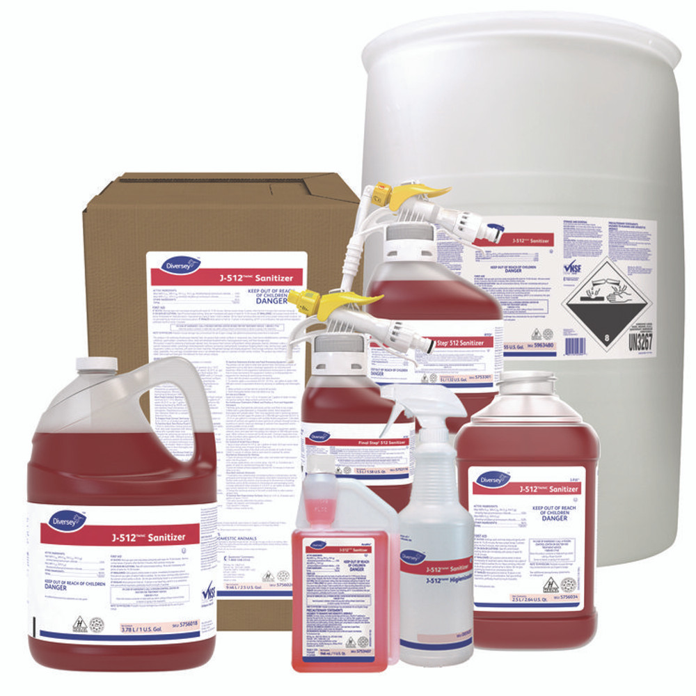 DIVERSEY 5963480 J-512TM/MC Sanitizer, Quaternary Scent, 55 gal Drum