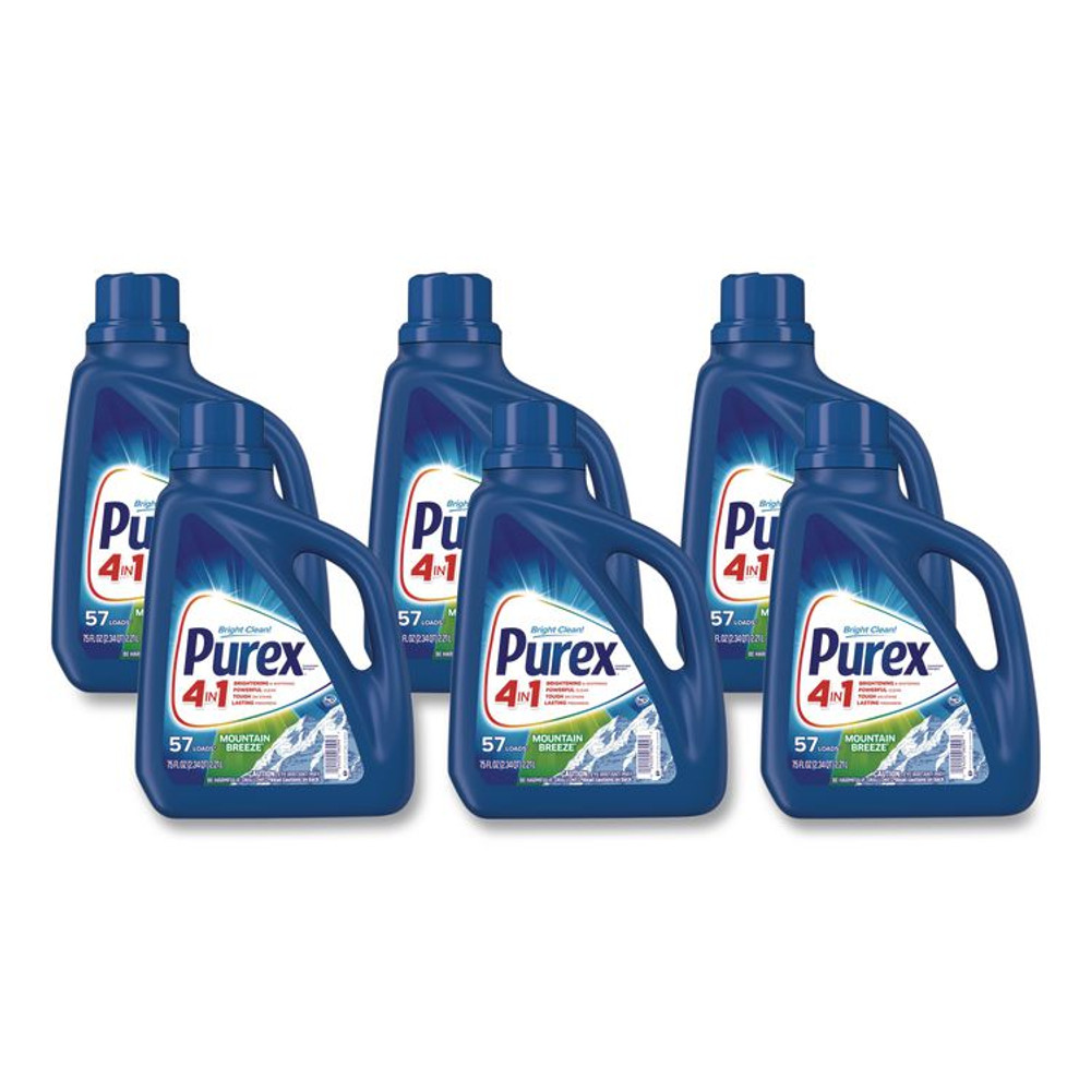 PUREX 06094CT Liquid Laundry Detergent, Mountain Breeze, 75 oz Bottle, 6/Carton