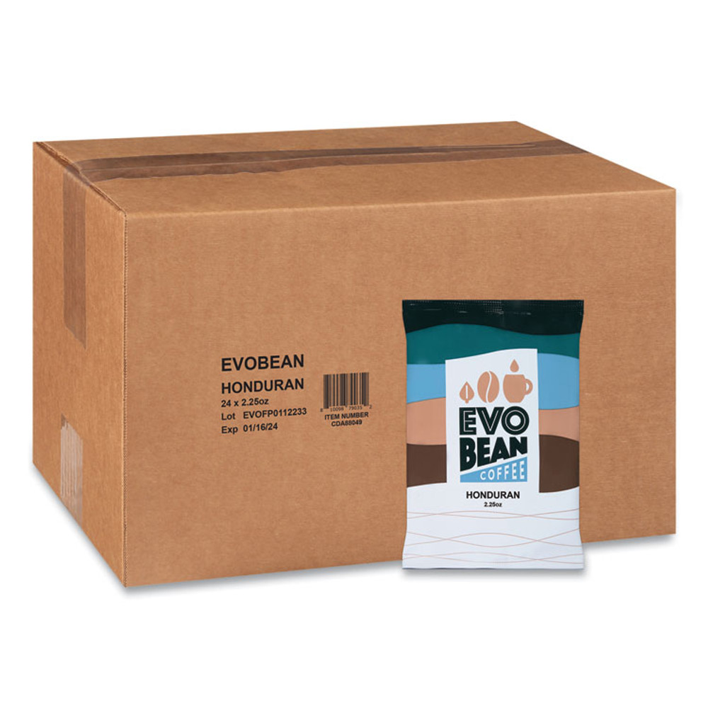 PERFORMANCE FOOD GROUP EVO Bean Coffee CDA88046 Ground Fraction Packs, Honduran, 2.25 oz, 24/Carton