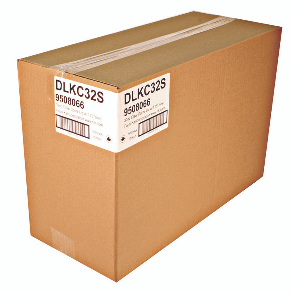 FABRI-KAL DLKC32S Kal-Clear/Nexclear Drink Cup Lids, Squat Dome Lid with 1.75" Hole, Fits 32 oz Cold Cups, Plastic, Clear, 500/Carton