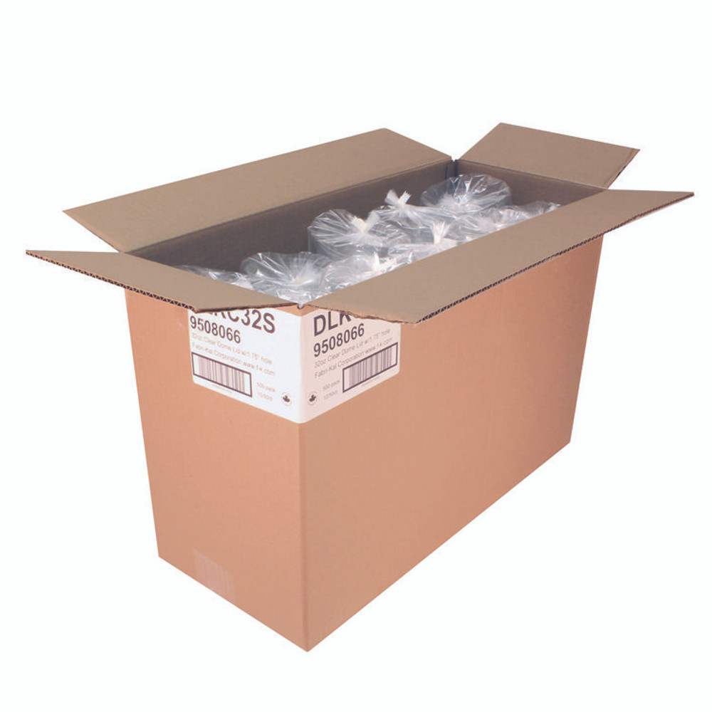 FABRI-KAL DLKC32S Kal-Clear/Nexclear Drink Cup Lids, Squat Dome Lid with 1.75" Hole, Fits 32 oz Cold Cups, Plastic, Clear, 500/Carton