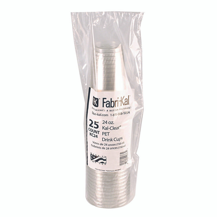 FABRI-KAL KC24 Kal-Clear PET Cold Drink Cups, 24 oz, Plastic, Clear, 25/Sleeve, 24 Sleeves/Carton