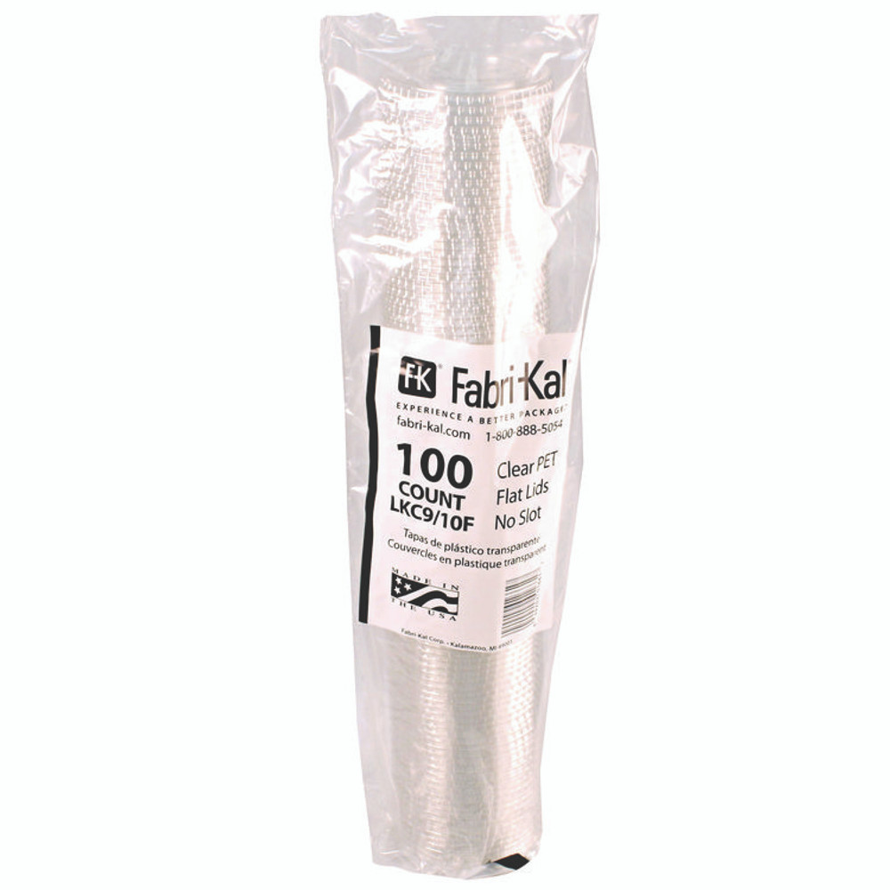 FABRI-KAL LKC9/10F Kal-Clear/Nexclear Drink Cup Lids, Flat Lid with No Slot, Fits 9 oz to 10 oz Cold Cups, Plastic, Clear, 2,500/Carton