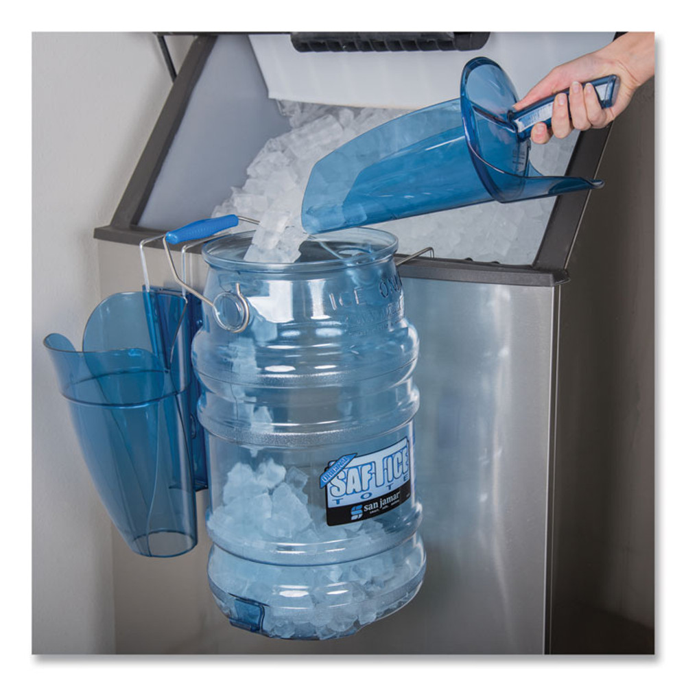 CFS BRANDS San Jamar® SI9000 Saf-T-Scoop and Guardian System for Ice Machines, 64 oz to 86 oz Ice Scoop, Transparent Blue