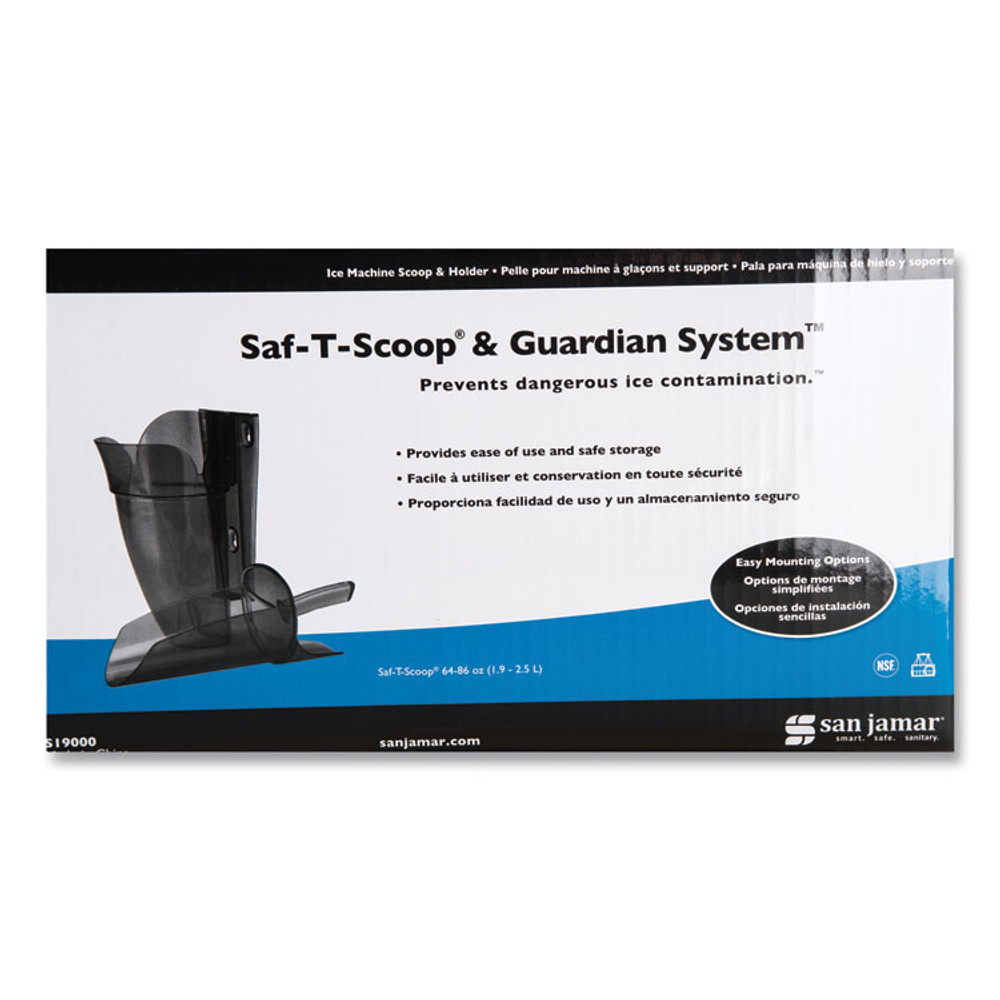 CFS BRANDS San Jamar® SI9000 Saf-T-Scoop and Guardian System for Ice Machines, 64 oz to 86 oz Ice Scoop, Transparent Blue