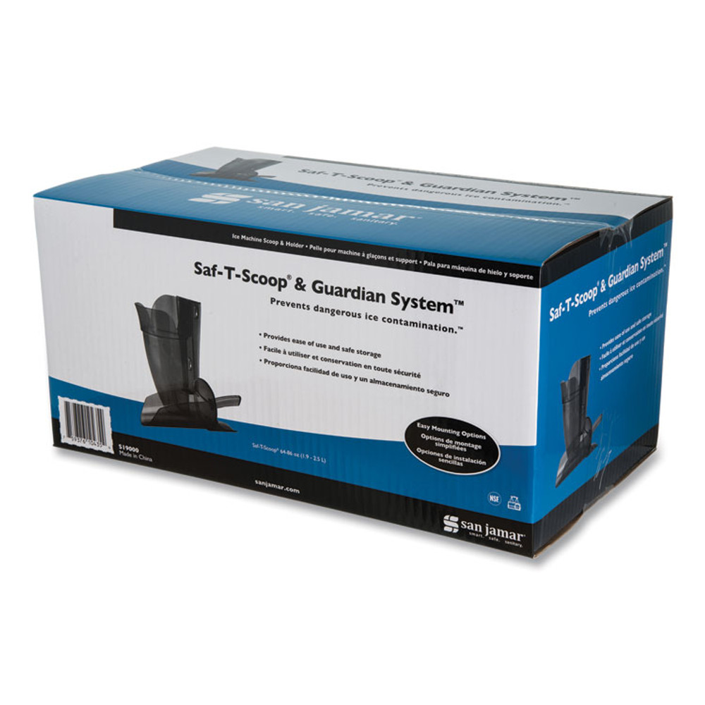 CFS BRANDS San Jamar® SI9000 Saf-T-Scoop and Guardian System for Ice Machines, 64 oz to 86 oz Ice Scoop, Transparent Blue