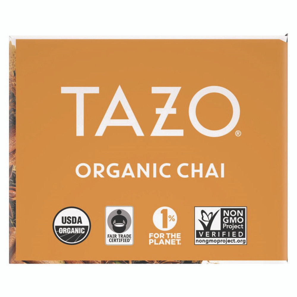 STARBUCKS COFFEE COMPANY Tazo® 00305 Tea Bags, Organic Chai, 16/Box, 6 Boxes/Carton
