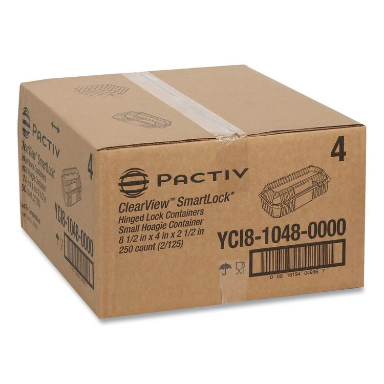 PACTIV EVERGREEN CORPORATION YCI81048 ClearView SmartLock Hinged Lid Container, 23 oz, 8.5 x 4 x 2.5, Clear, Plastic, 250/Carton