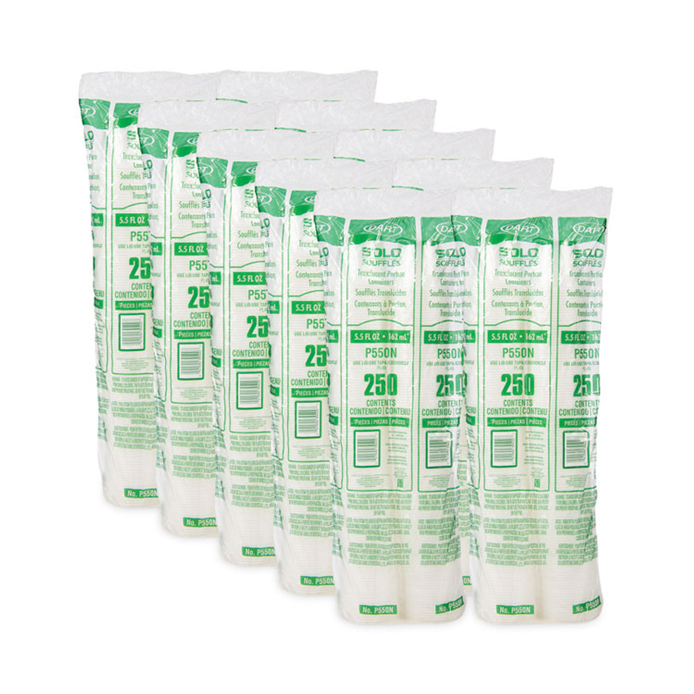 DART P550N Polystyrene Portion Cups, 5.5 oz, Translucent, 250/Bag, 10 Bags/Carton