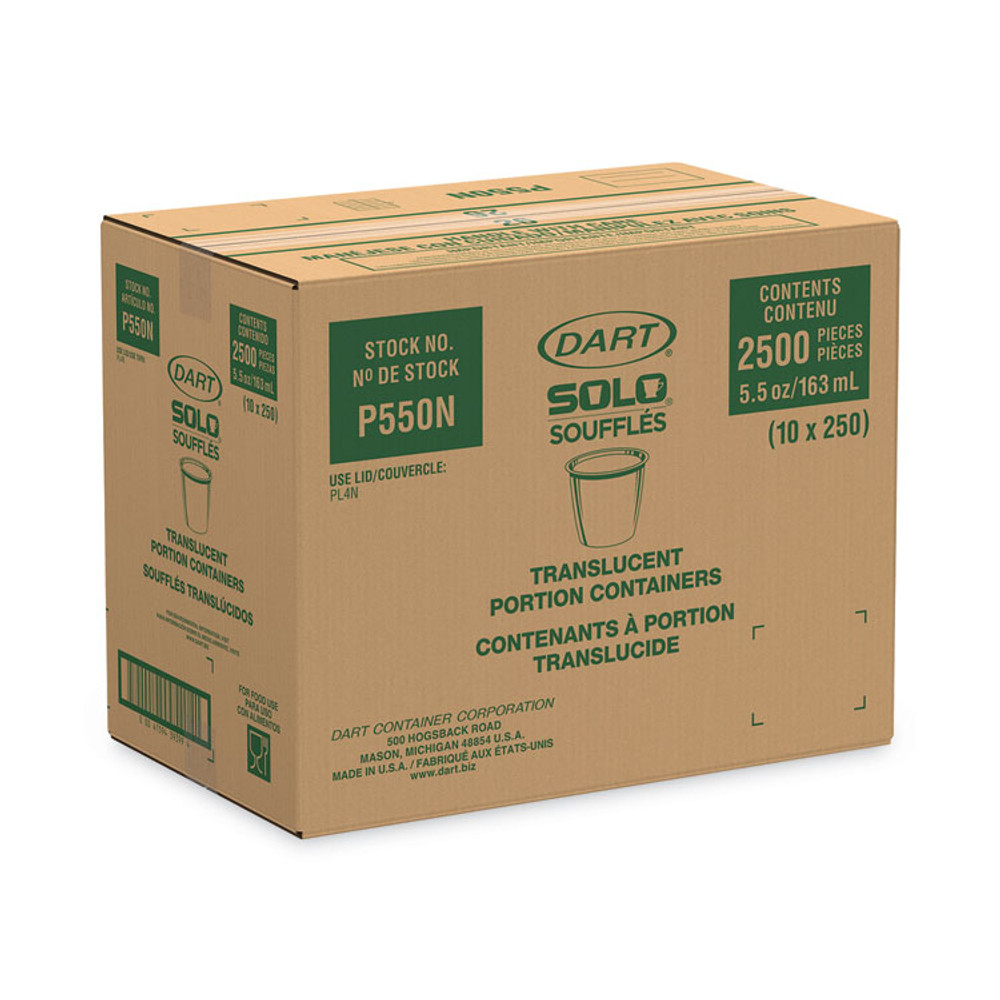 DART P550N Polystyrene Portion Cups, 5.5 oz, Translucent, 250/Bag, 10 Bags/Carton
