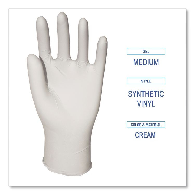 BOARDWALK 315MCT Powder-Free Synthetic Vinyl Gloves, Medium, 4 mil Thick, 9.5" Long, Cream, 100/Box, 10 Boxes/Carton