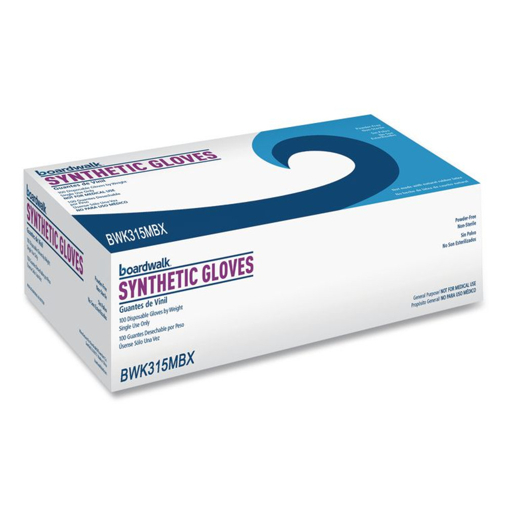 BOARDWALK 315MCT Powder-Free Synthetic Vinyl Gloves, Medium, 4 mil Thick, 9.5" Long, Cream, 100/Box, 10 Boxes/Carton