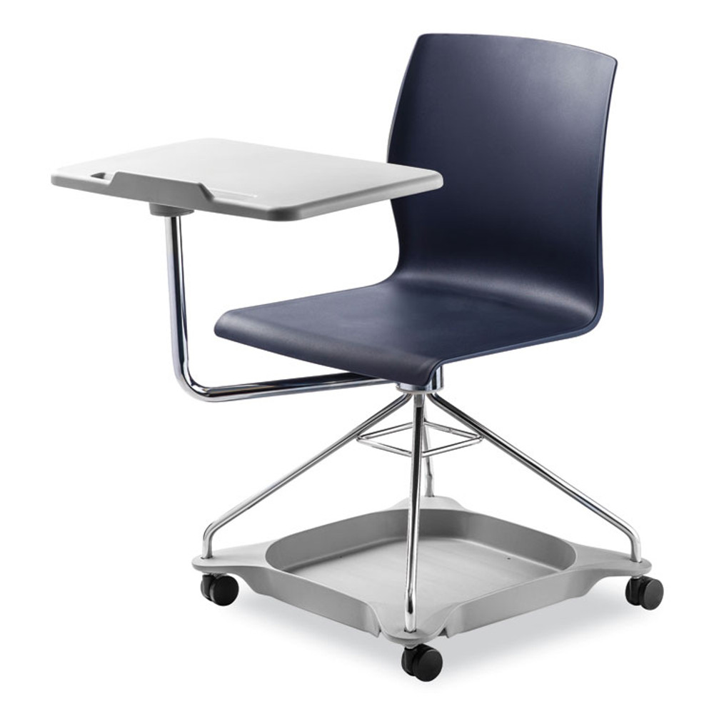 NATIONAL PUBLIC SEATING NPS® COGO04 CoGo Mobile Tablet Chair, Supports Up to 440 lb, 18.75" Seat Height, Blue Seat, Blue Back, Chrome Frame