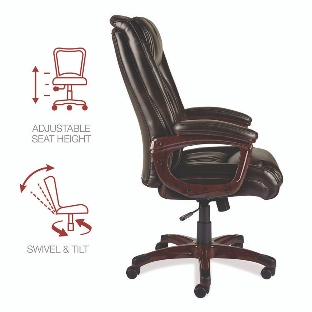 ALERA DN42B19 Alera Darnick Series Manager Chair, Supports Up to 275 lbs, 17.13" to 20.12" Seat Height, Brown Seat/Back, Brown Base