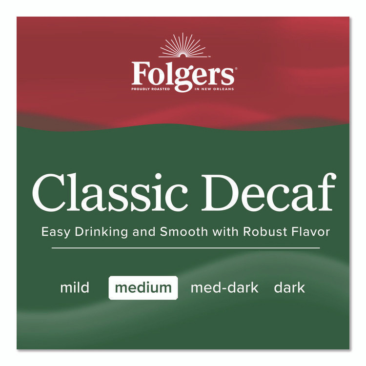 KEURIG DR PEPPER Folgers® 06433 Classic Decaf Ground Coffee Fraction Pack, Classic Roast Decaf, 1.5 oz, 42/Carton