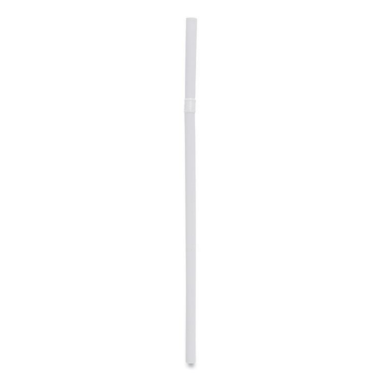 BOARDWALK FSTW775W25 Flexible Wrapped Straws, 7.75", Plastic, White, 500/Pack, 20 Packs/Carton