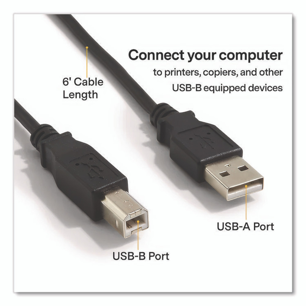 NXT TECHNOLOGIES 24400007 USB Printer Cable, 6 ft, Black