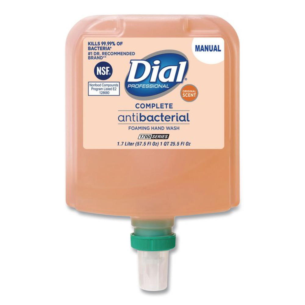 DIAL PROFESSIONAL 19723 Antibacterial Foaming Hand Wash Refill for 1700 V Dispenser, Original Scent, 1.7 L, 3/Carton