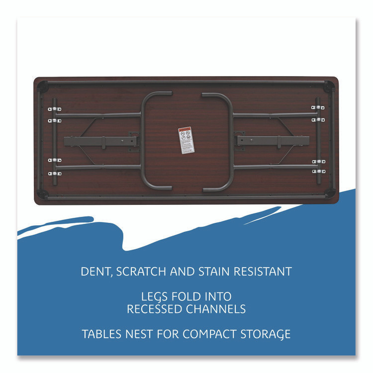 ICEBERG ENTERPRISES 55224 OfficeWorks Commercial Wood-Laminate Folding Table, Rectangular, 72" x 30" x 29", Mahogany