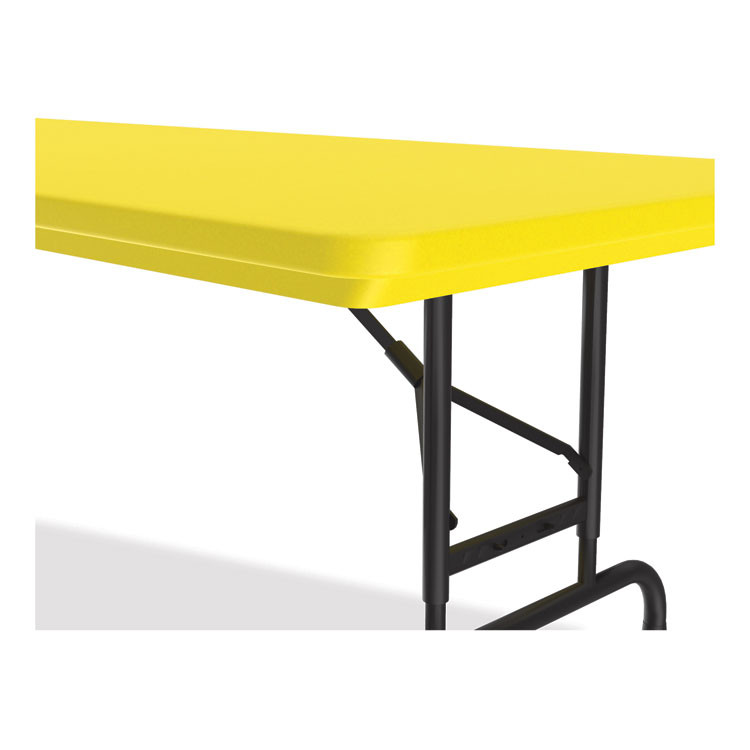 CORRELL, INC. RA3072284P Adjustable Folding Tables, Rectangular, 72" x 30" x 22" to 32", Yellow Top, Black Legs, 4/Pallet