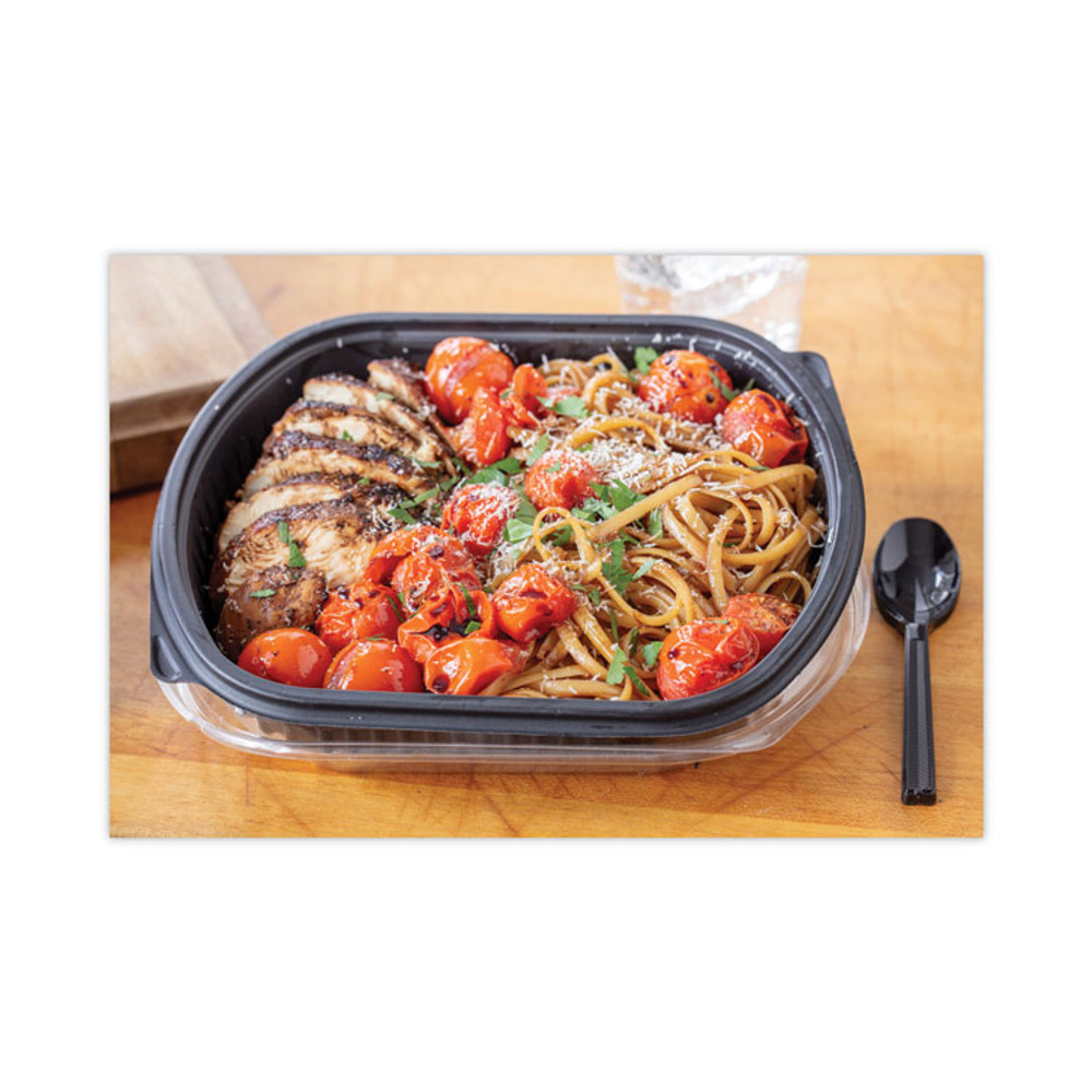 PACTIV EVERGREEN CORPORATION 0CN846360000 Clearview Micromax Microwavable Container, 36 oz, 9.38 x 8 x 1.5, Black, Plastic, 250/Carton