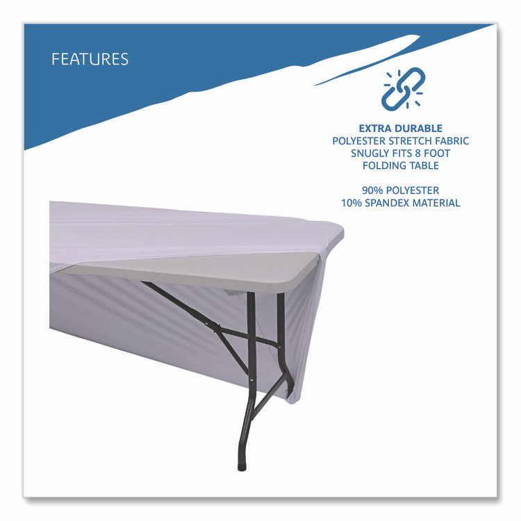 ICEBERG ENTERPRISES 16533 iGear Fabric Table Cover, Polyester/Spandex, 30" x 96", White