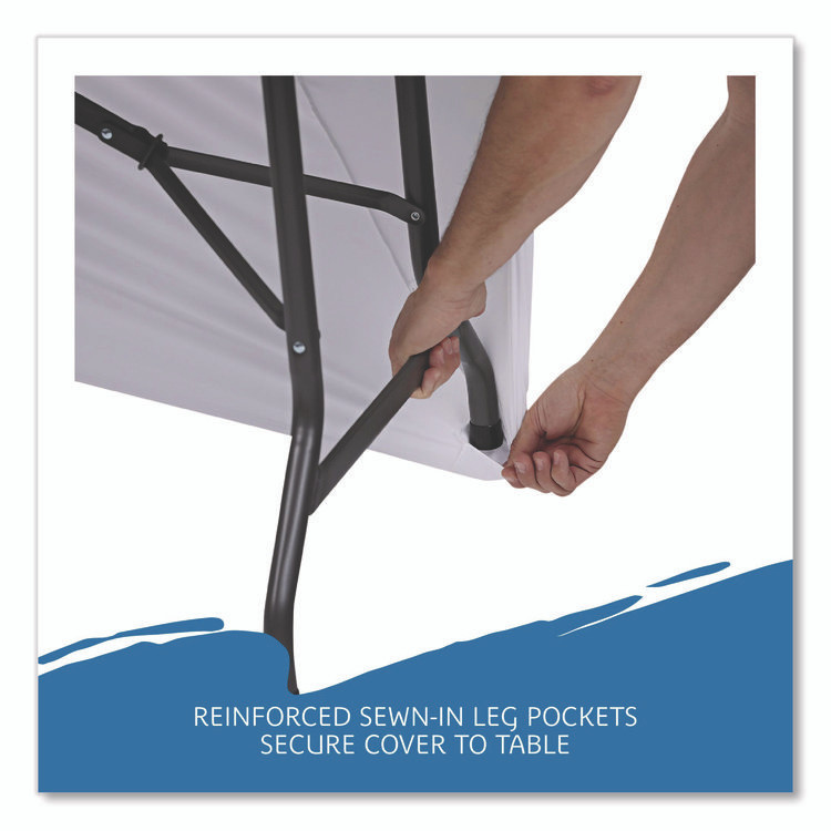 ICEBERG ENTERPRISES 16533 iGear Fabric Table Cover, Polyester/Spandex, 30" x 96", White