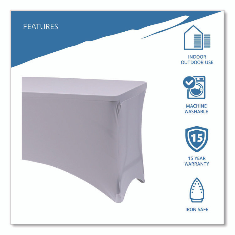 ICEBERG ENTERPRISES 16533 iGear Fabric Table Cover, Polyester/Spandex, 30" x 96", White