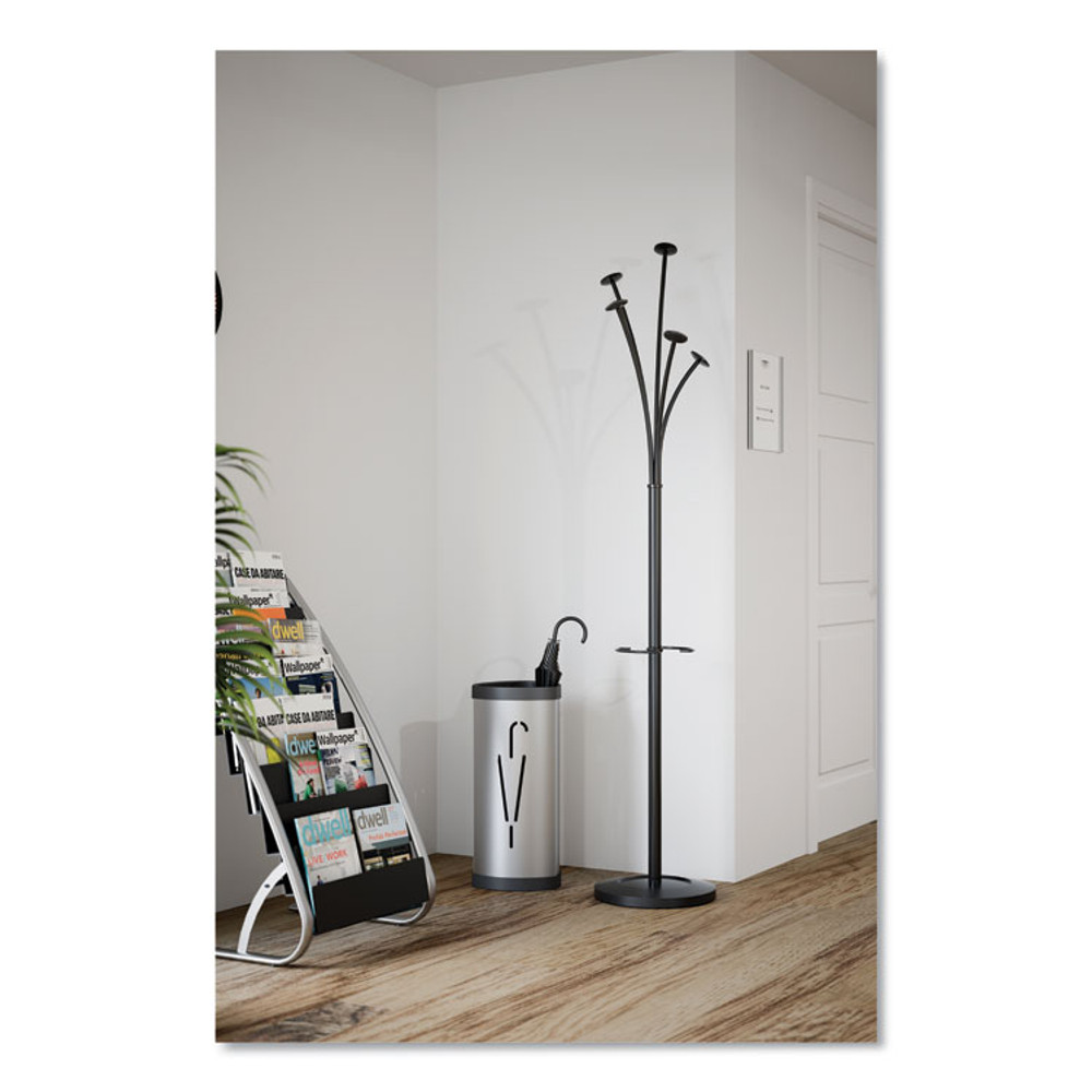 ALBA PMTRIA2M Triangular Umbrella Stand, Steel, 10.25w x 10.25d x 23.67h, Silver/Black