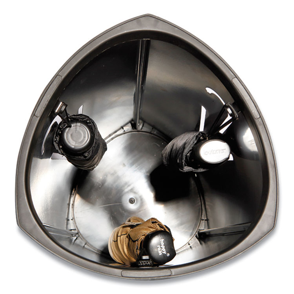 ALBA PMTRIA2M Triangular Umbrella Stand, Steel, 10.25w x 10.25d x 23.67h, Silver/Black