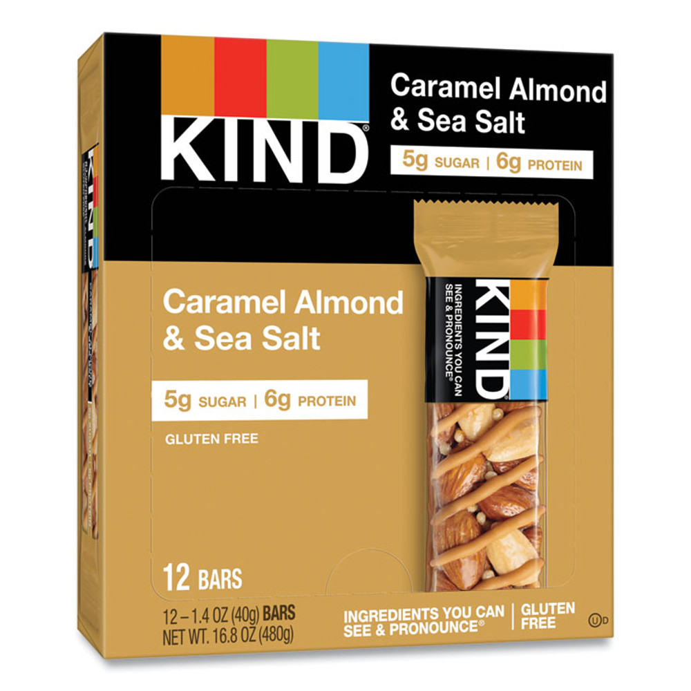 KIND LLC 18533 Nuts and Spices Bar, Caramel Almond and Sea Salt, 1.4 oz Bar, 12/Box