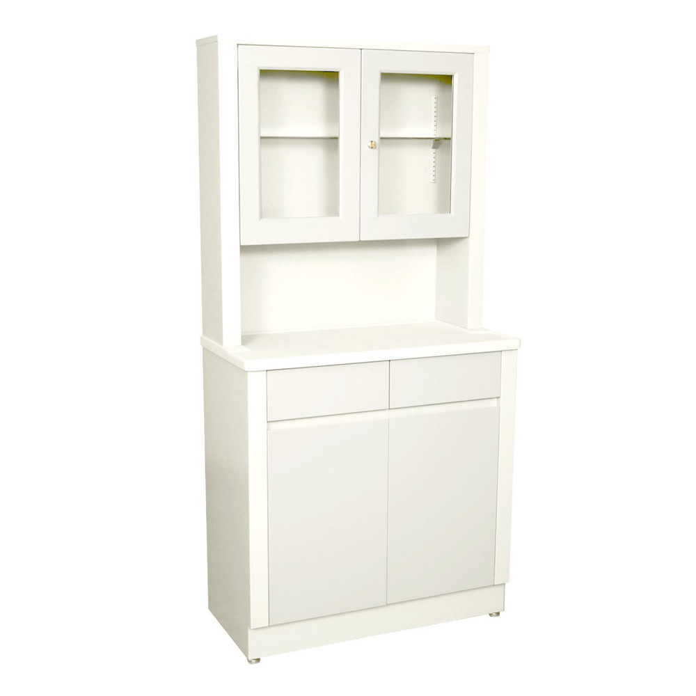 UMF Medical  6117 Treatment Cabinet, 6117 with Upper Cabinet Section, Two (2) Door, Two (2) Drawers, One (1) Shelf, 32" W x 65" H x 16.25 D, Quiet White (DROP SHIP ONLY)