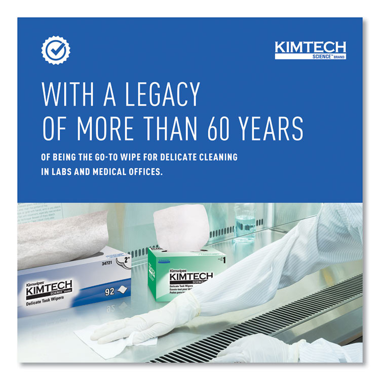 KIMBERLY-CLARK PROFESSIONAL Kimtech™ 34721 Kimwipes Delicate Task Wipers, 2-Ply, 14.7 x 16.6, Unscented, White, 92/Box, 15 Boxes/Carton