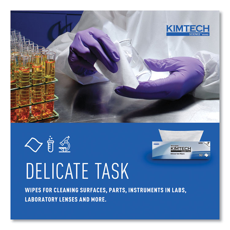 KIMBERLY-CLARK PROFESSIONAL Kimtech™ 34721 Kimwipes Delicate Task Wipers, 2-Ply, 14.7 x 16.6, Unscented, White, 92/Box, 15 Boxes/Carton