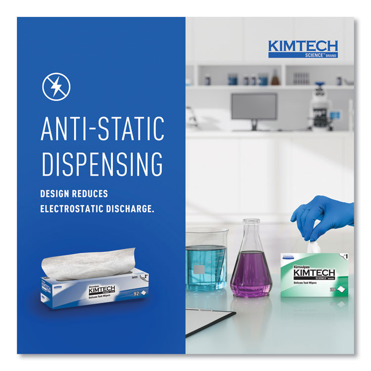 KIMBERLY-CLARK PROFESSIONAL Kimtech™ 34721 Kimwipes Delicate Task Wipers, 2-Ply, 14.7 x 16.6, Unscented, White, 92/Box, 15 Boxes/Carton