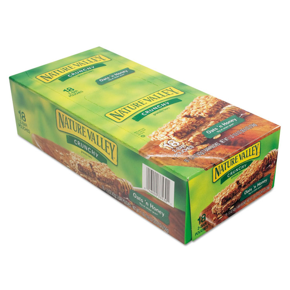 GENERAL MILLS Nature Valley® SN3353 Granola Bars, Oats'n Honey Cereal, 1.5 oz Bar, 18/Box